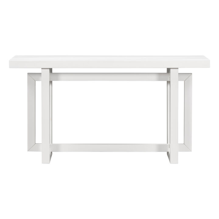 Whisen Contemporary Console Table Entryway Table with Wood Top - White