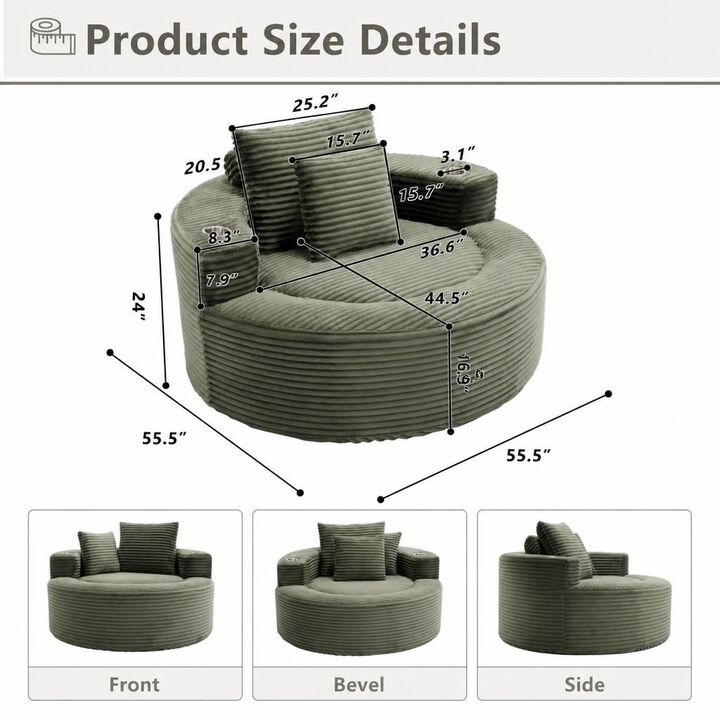 GOODSILO Round Multi-functional Memory Foam Sectional Cloud Sofa Bed Suitable for Small Living Spaces, Apartments and Home Offices