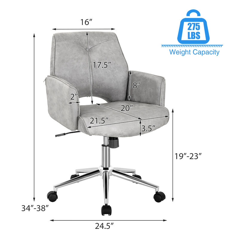 Costway Hollow Mid Back Leisure Office Chair Adjustable Task Chair w/Armrest