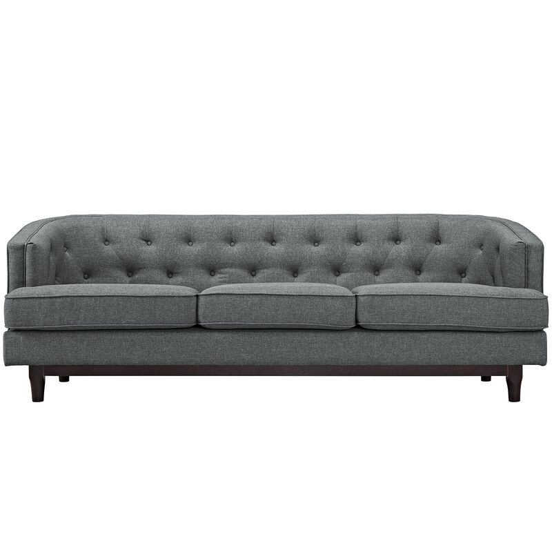 Modway Coast Fabric Upholstered Contemporary Modern Sofa in Gray image number 3