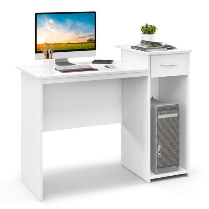 Hivvago Computer Desk with Drawer Modern Laptop PC Desk with Adjustable Shelf and Cable Hole