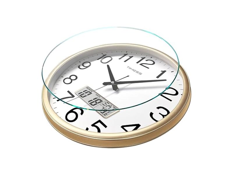 LCD Display Perpetual Calendar Temperature Wall Clock 11 Inch Silent Non Ticking image number 2