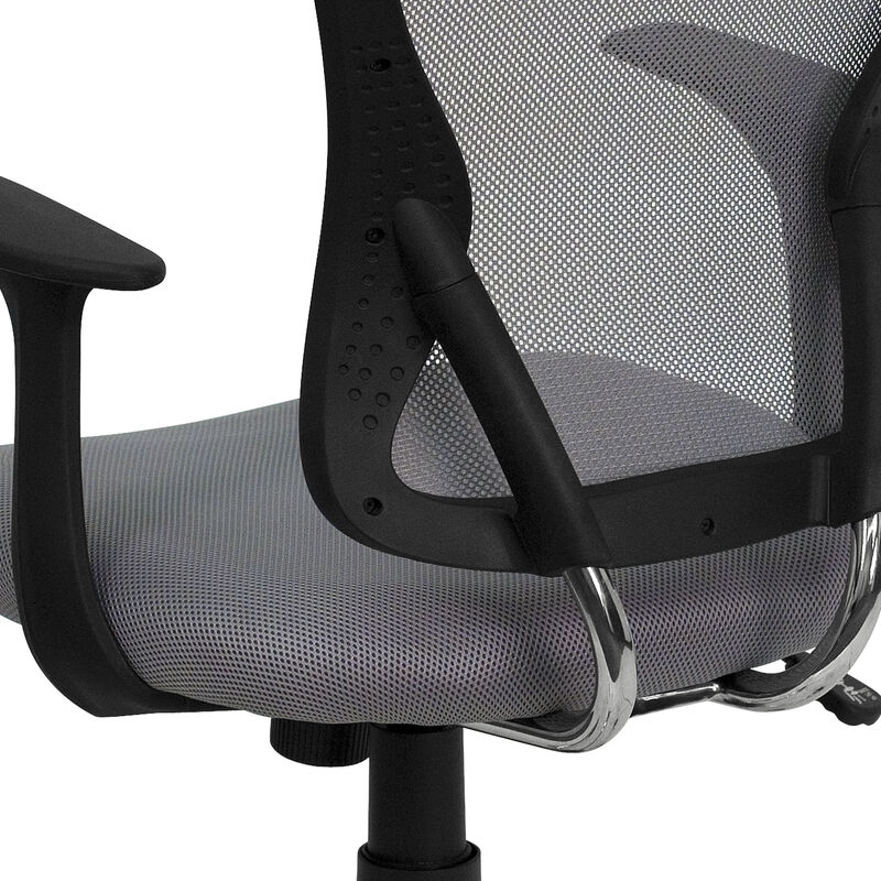 Alfred Mid-Back White Mesh Swivel Task Office Chair with Chrome Base and Arms image number 8