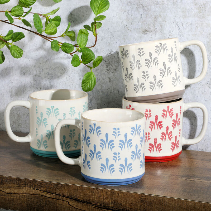 Gibson Home Morning Mist 4 Piece 18 Ounce Stoneware Mug Set in Assorted Colors