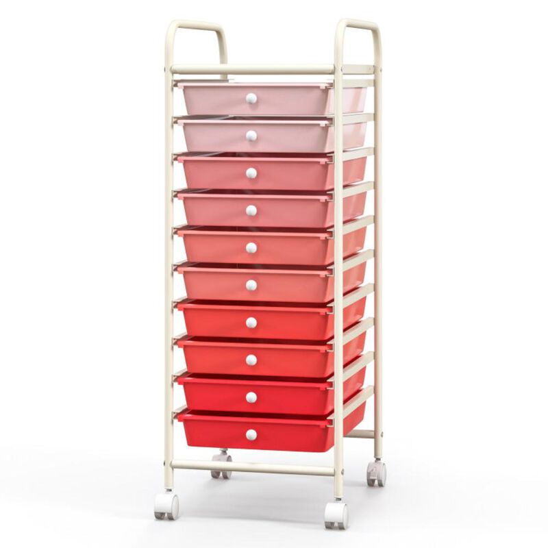 Hivvago 10 Drawer Rolling Storage Cart Organizer with 4 Universal Casters