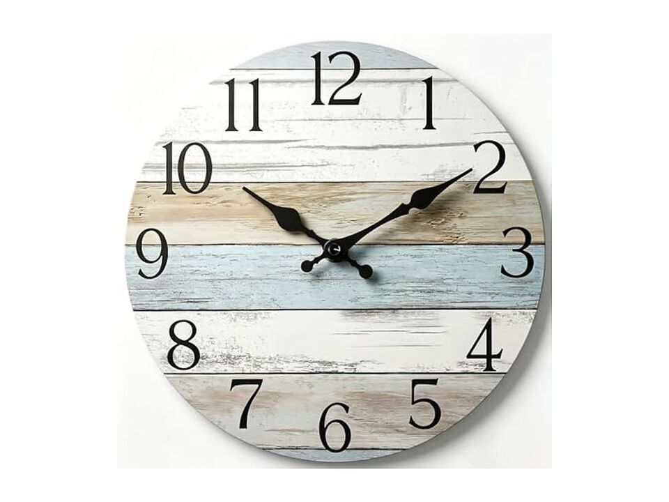 Rustic Wooden Wall Clock 8 Inch Silent Non Ticking Wood Battery Operated