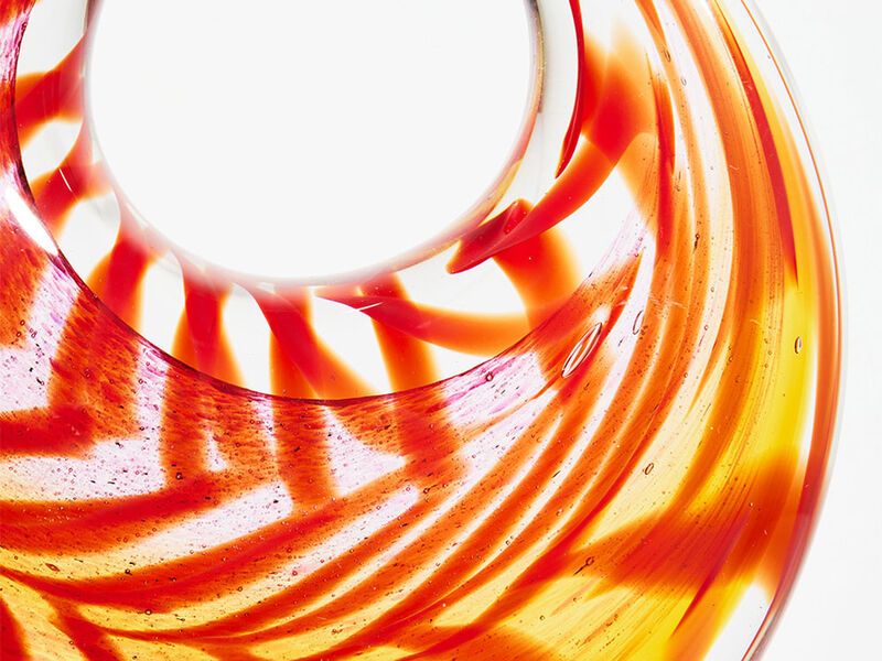 Hand Blown Abstract Sun Conure Sommerso Art Glass Sculpture