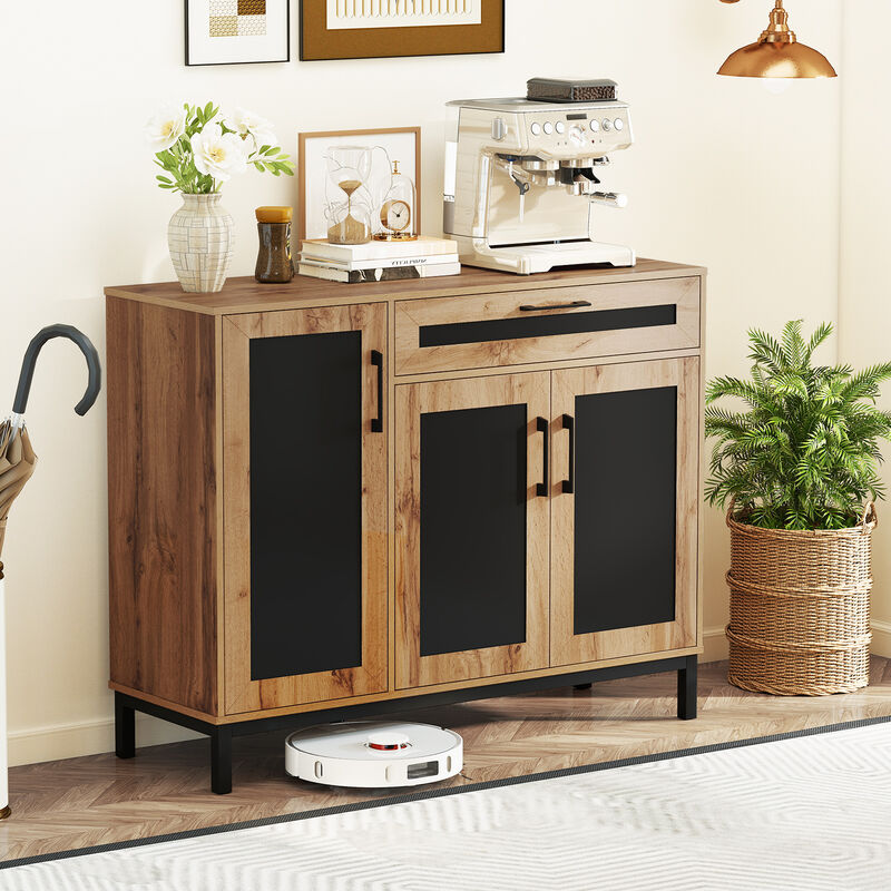 Natural 48" Buffet Cabinet with Drawer and Metal Leg Sideboard image number 7