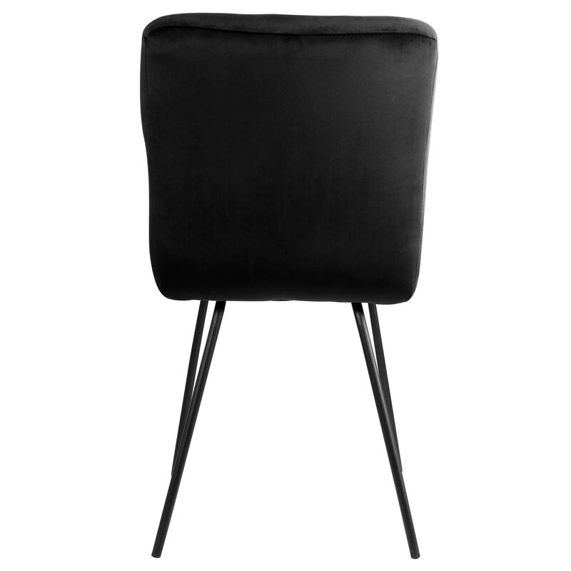 Elama 2 Piece Velvet Tufted Accent Chairs in Black with Black Metal Legs