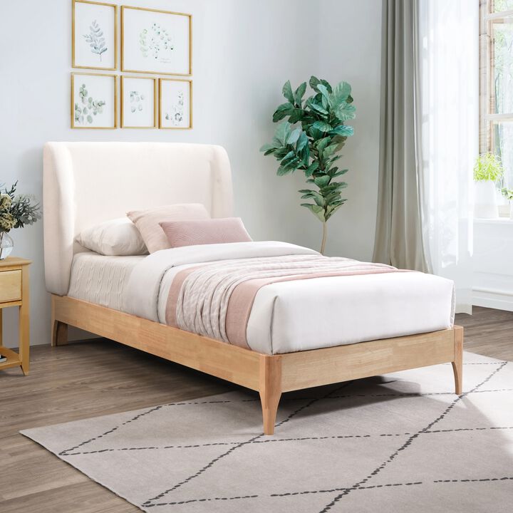 Meridian Furniture Ventura Cream Polyester Fabric Twin Bed