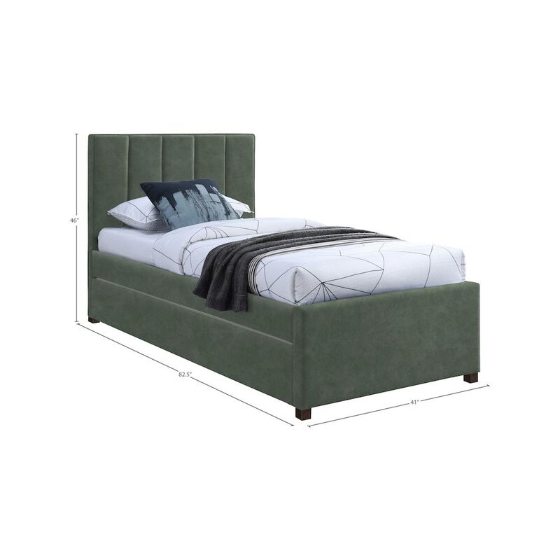 Meridian Furniture Hudson Green Vegan Leather Twin Trundle Bed