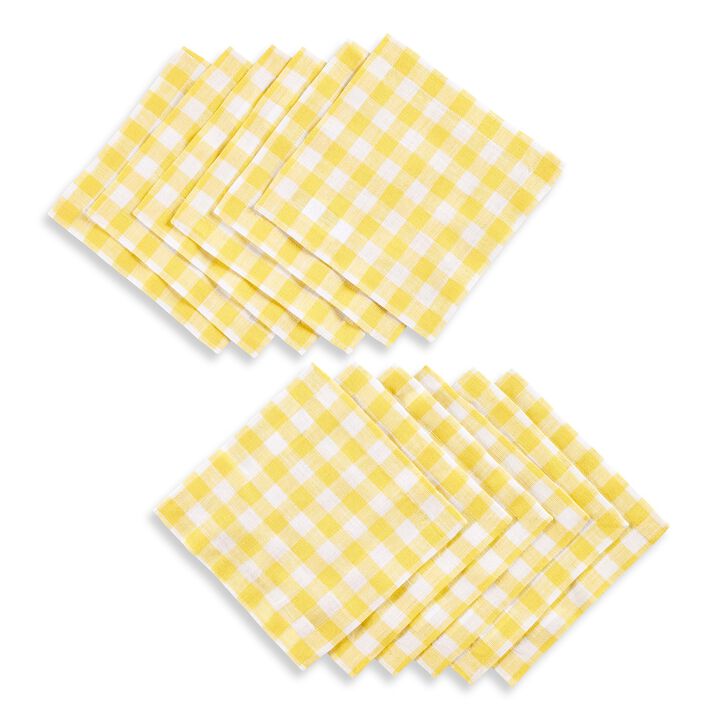 Linen Cocktail Napkins - Gingham Check