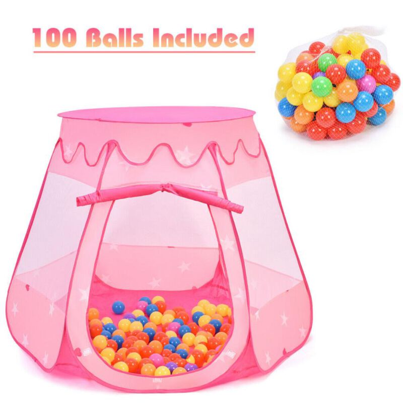 Hivvago Pink Portable Kid Play House Play Tent with 100 Balls image number 8