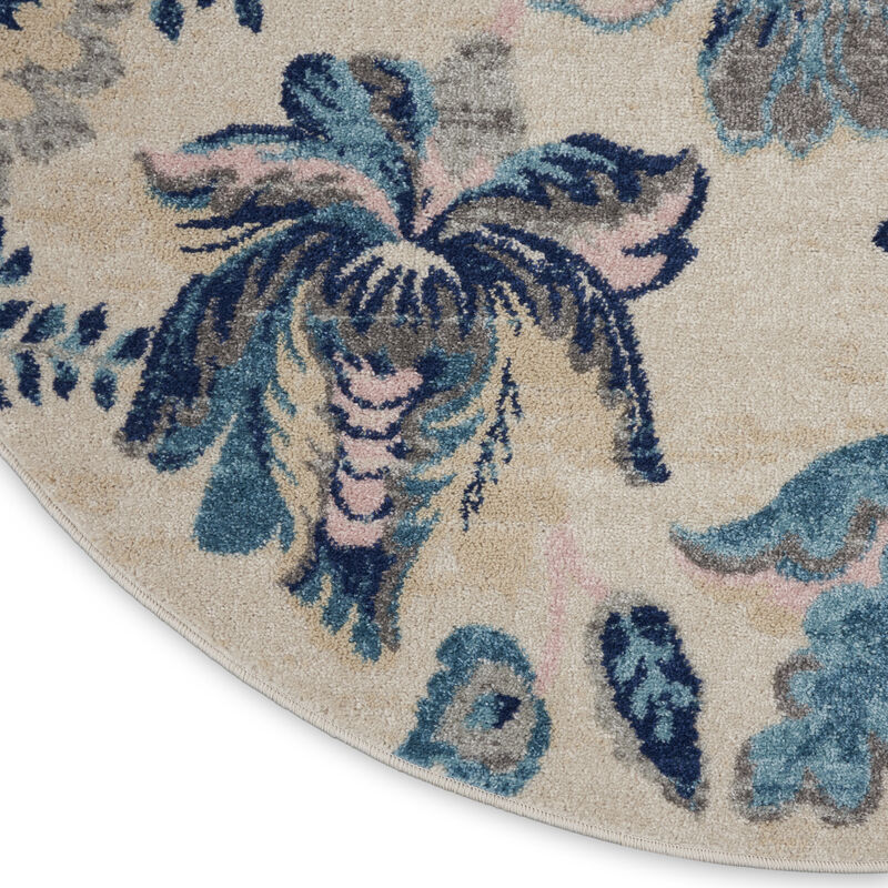Tranquil TRA02 Ivory/Light Blue 5'3" x Round Rug image number 3