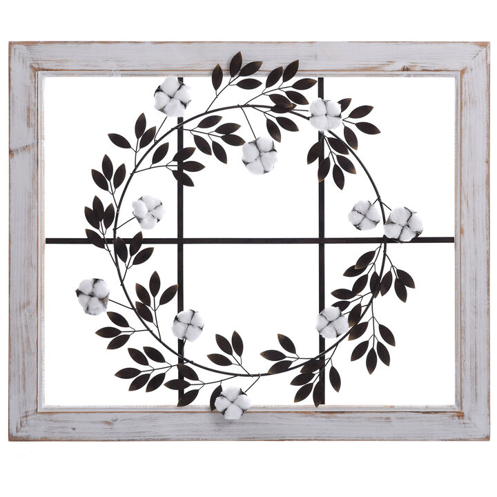 Cotton Wreath Window Wall Art