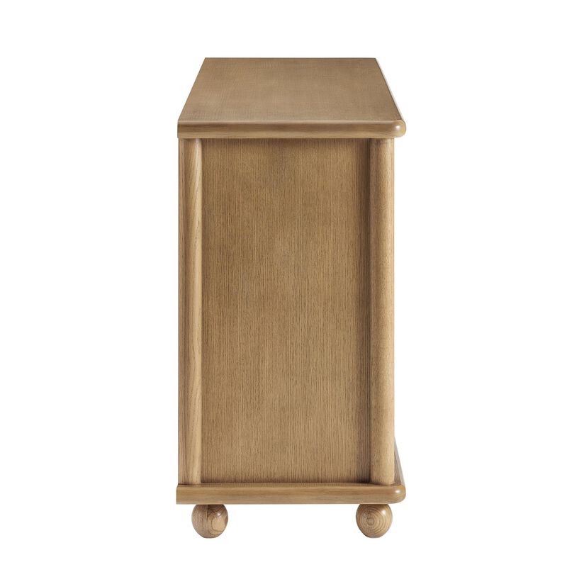 Marola 71 Inch Oak Wood Sideboard with 4 Seagrass Doors image number 5