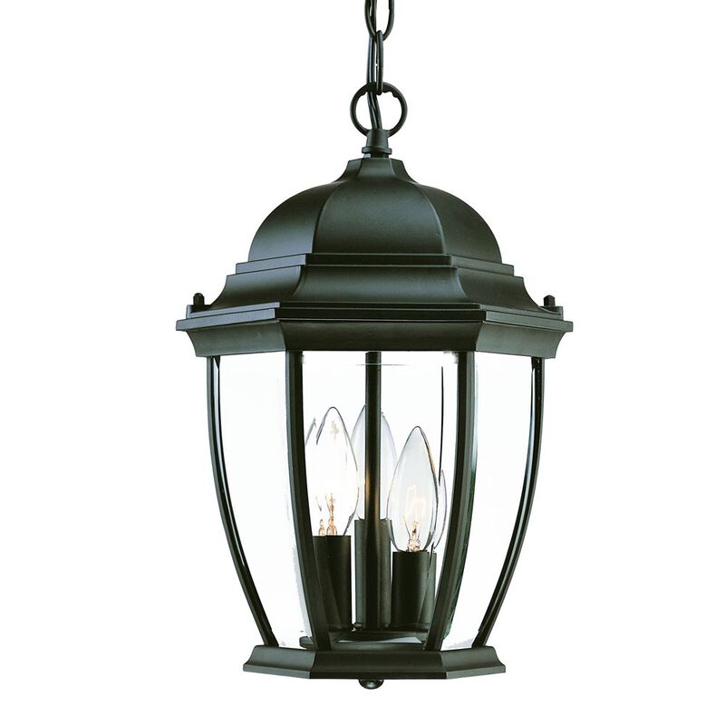 Hivvago Three Light Matte Black Wide Lantern Hanging Light
