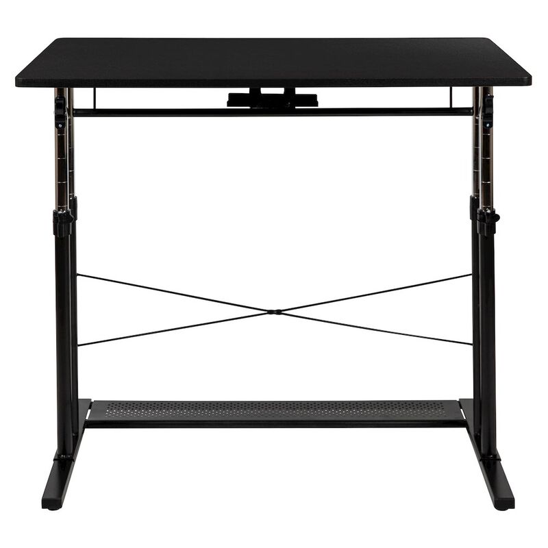 Flash Furniture Height Adjustable (27.25-35.75"H) Sit to Stand Home Office Desk - Black image number 7