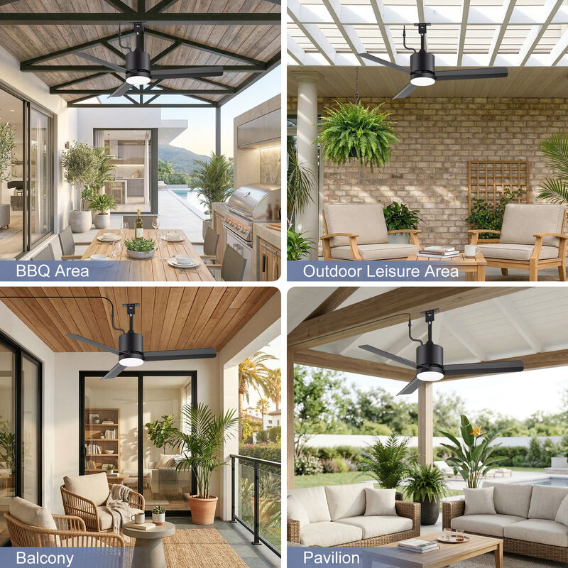 Breezary 42" Waterproof Outdoor Ceiling Fan with Light, Dimmable LED, DC Motor, 6 Speeds, Remote Control, Quiet image number 7