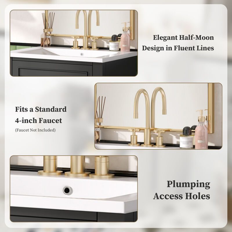 Merax Compact Bathroom Cabinet with Integrated Sink, Spacious Storage, Adjustable Shelf image number 3