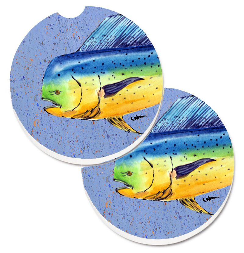 Caroline's Treasures Dolphin Mahi Set of 2 Cup Holder Car Coasters 8521CARC, 2.56, Multicolor