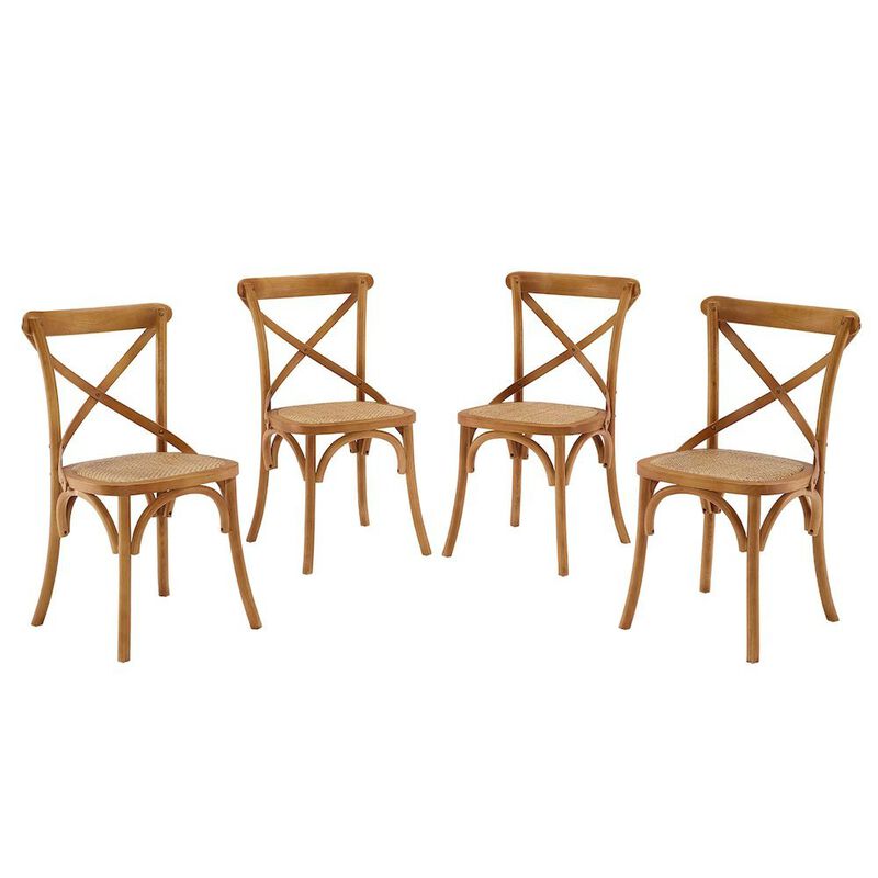 Wooden Dining Side Chairs for Dining Room, Natural, Set of 4 image number 0