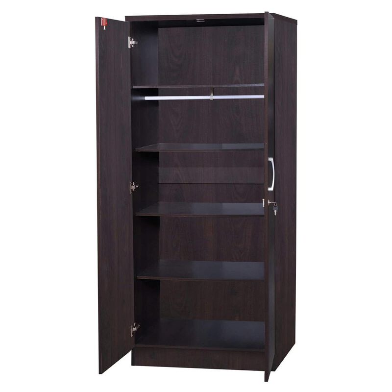 Better Home Products Harmony Two Door Armoire Wardrobe with Mirror in Tobacco