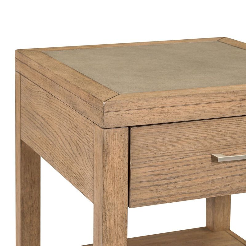 Liberty Furniture Living Room End Table  with Storage Drawer - Brown Oak Wood & Faux Concrete Top image number 7