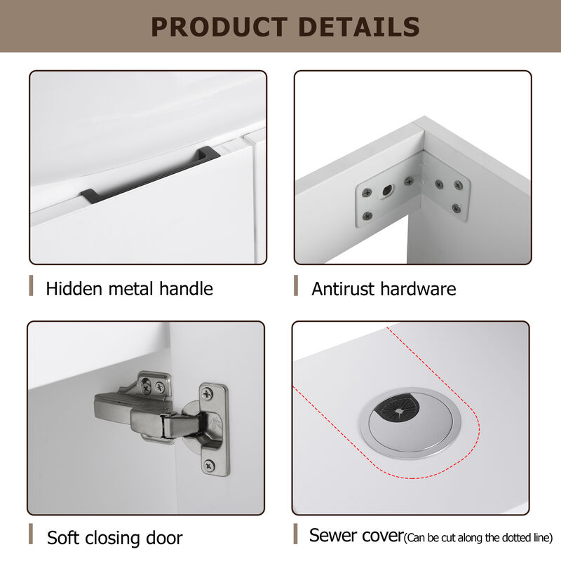 Modern 23" Freestanding Bathroom Vanity with Soft Close Doors and Adjustable Shelf