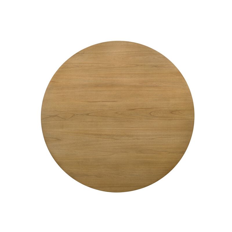 Yuvi 47 Inch Dining Table, Round Tabletop, Pedestal Base, Brown Finish image number 3