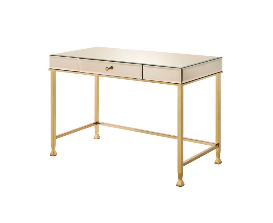 ACME Canine Writing Desk, Smoky Mirrored and Champagne Finish