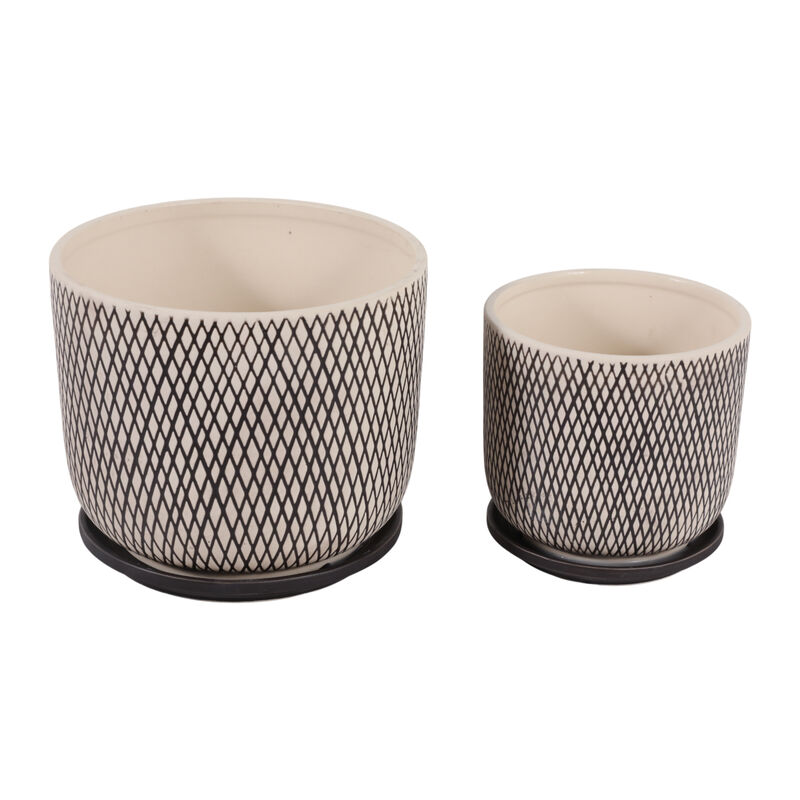 S/2 Mesh Look Saucer Planters image number 3