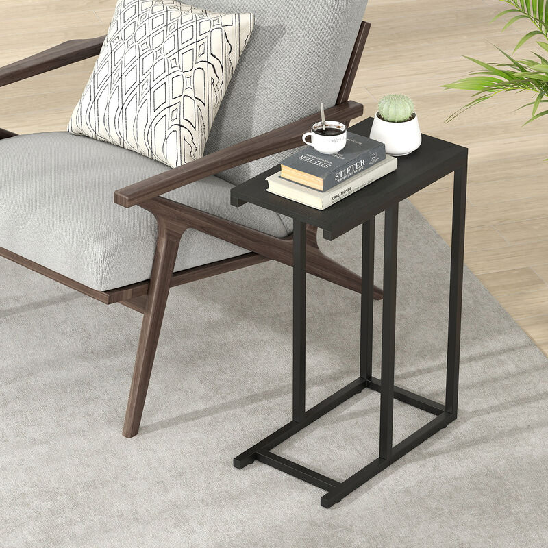 Modern C-Shaped Table with Robust Metal Frame for Living Room Use