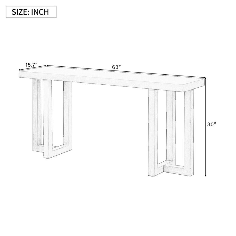 Merax U_STYLE Geometric Design Console Table with Solid Pine Legs