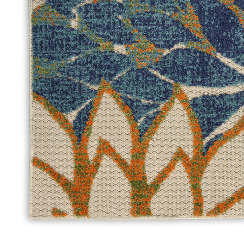 HomeRoots 5' X 8' Blue And Green Floral Indoor Outdoor Area Rug image number 4