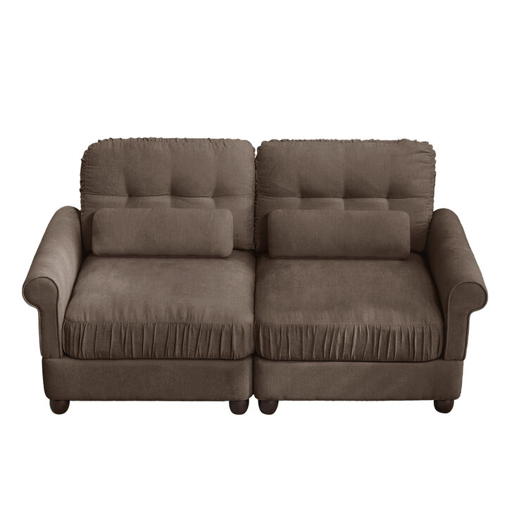 Septex Mid Century Modern Chenille Loveseat Sofa