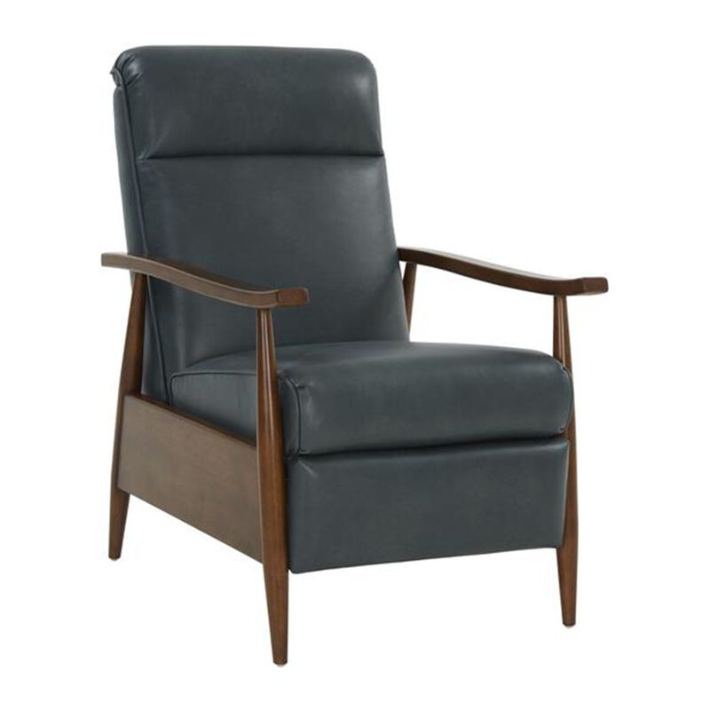Gray Leather Recliner with Push-Through Arm Mechanism, Hardwood Plywood Frame image number 0