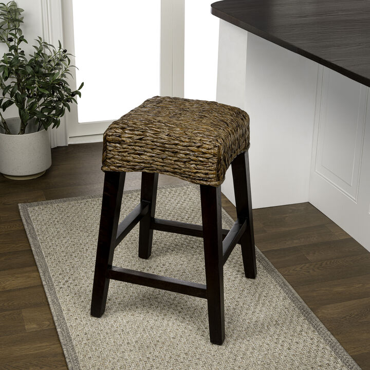 Maui Rustic Bohemian Hyacinth/Wood Backless Stool