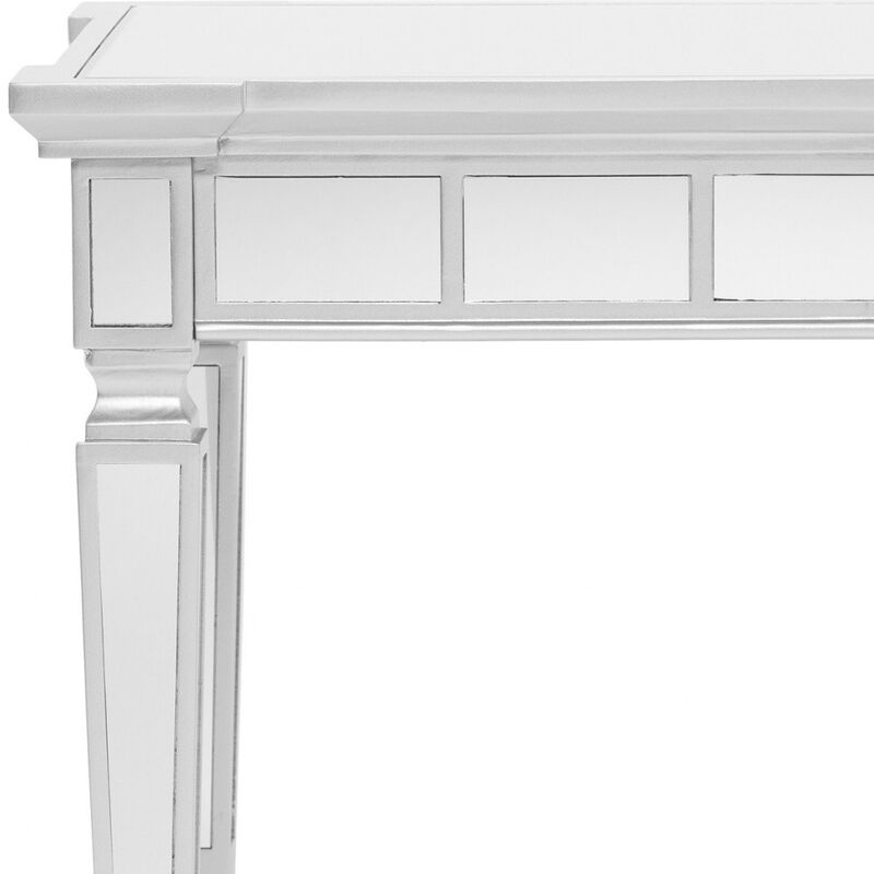 Hivvago 24 Inch Silver Glass Square End Table