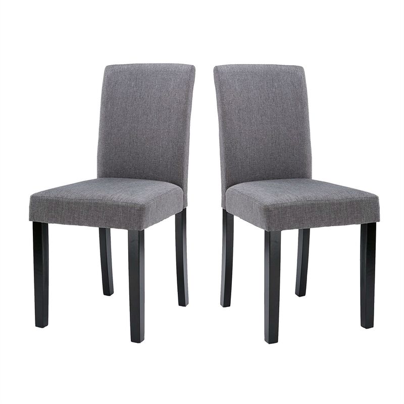 Set of 2 Modern Fabric Dining Chairs with Sleek Wood Legs