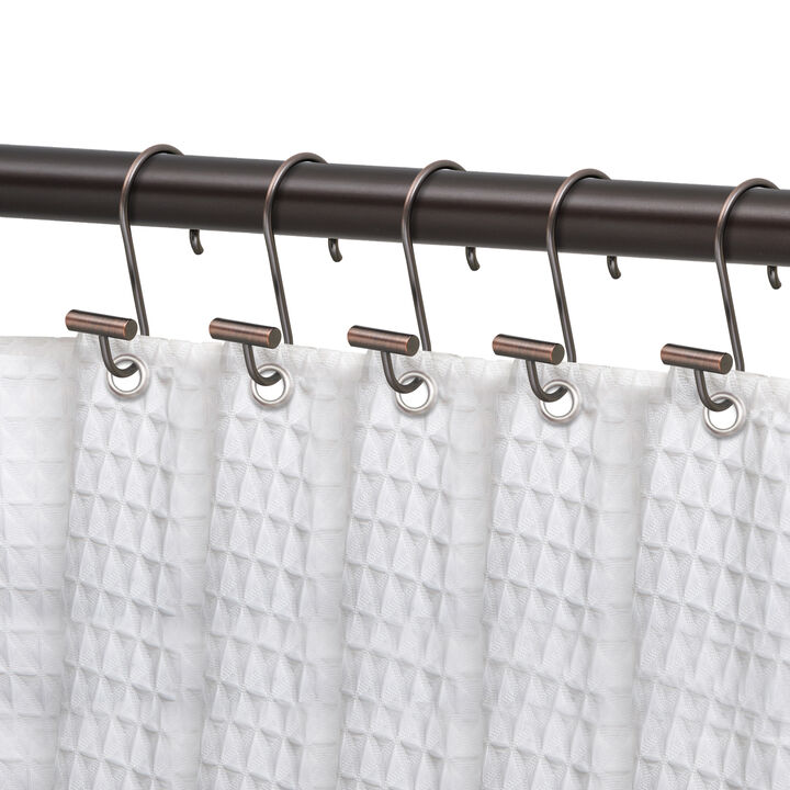 Utopia Alley Rust-Resistant Metal Shower Curtain Hooks with T-bar end, Shower Hooks Hangers for Bathroom, Kitchen Utensils, Curtains, Clothing, Towels etc - Set of 12