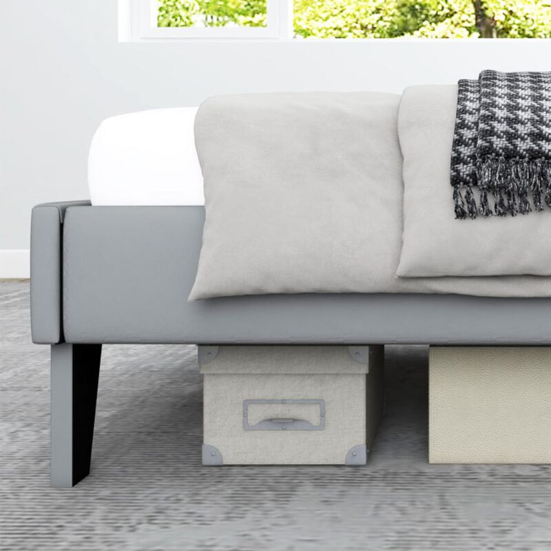 Hivvago Velvet Upholstered Bed Frame with High Headboard