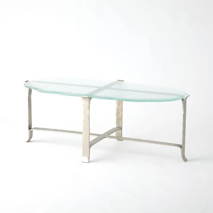 Melting Glass Cocktail Table- Silver