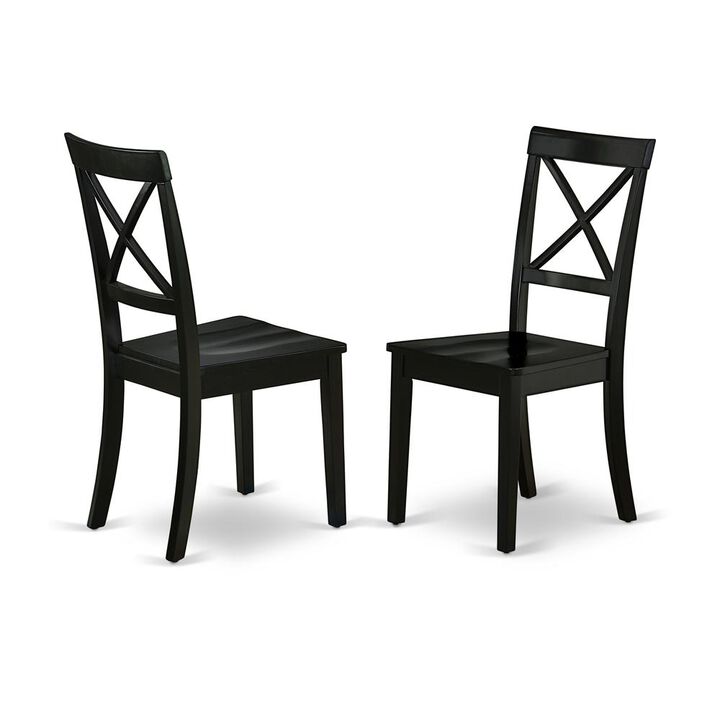 East West Furniture Dining Chair Black, BOC-BLK-W (set of 2)