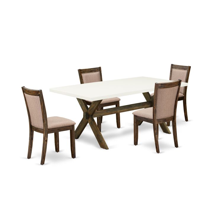 East West Furniture X727MZ716-5 5Pc Dinette Set - Rectangular Table and 4 Parson Chairs - Multi-Color Color