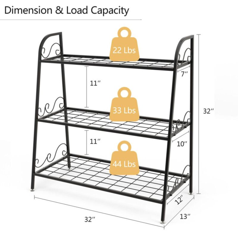 Hivvago 3-Tier Metal Plant Stand Shelf Display Rack for Plants Shoes Flower Pot