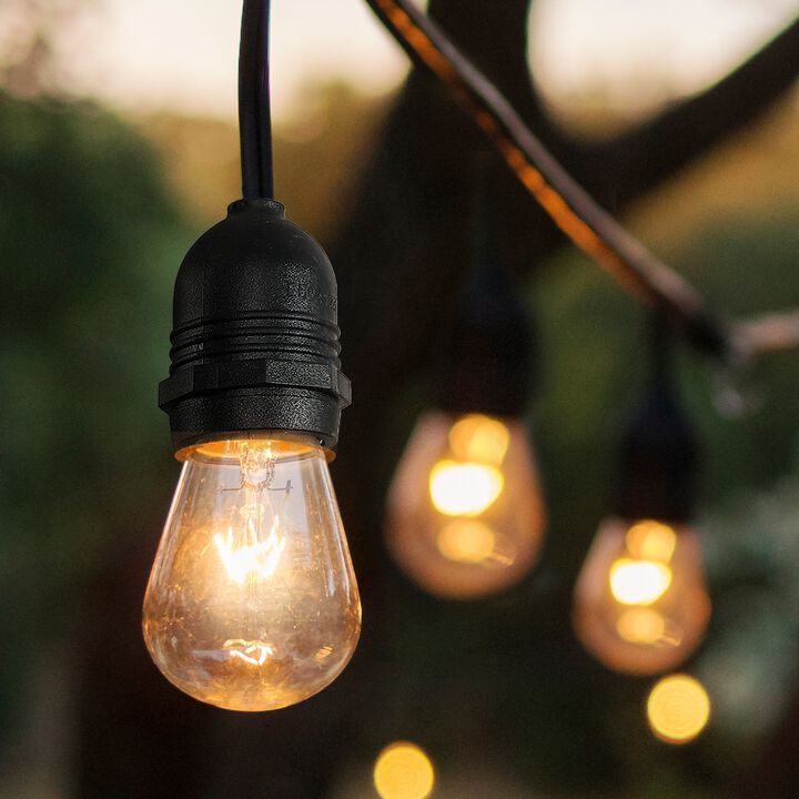 15-Light Indoor/Outdoor 48 ft. Rustic Industrial LED S14 Edison Buld String Lights, Black