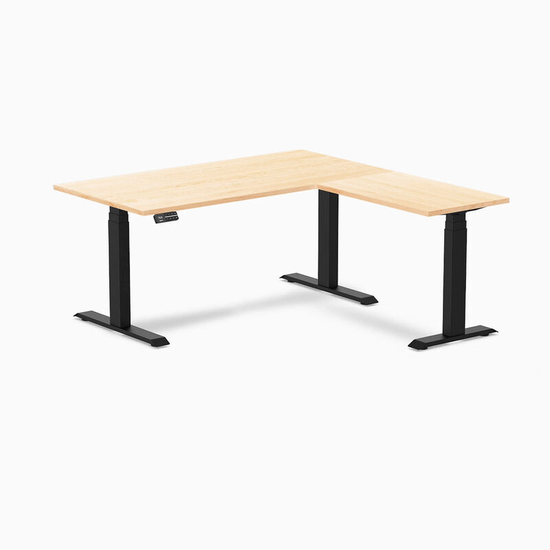 Desky Hardwood L-Shape Sit Stand Desk image number 0