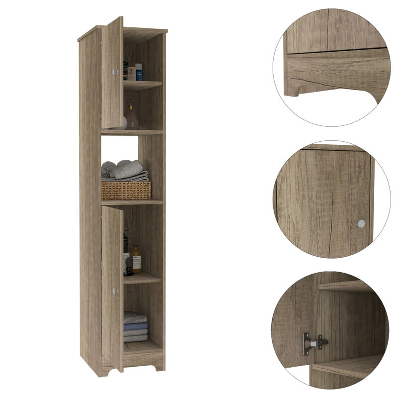 Ibis Linen Cabinet, Double Doors, Four Interior Shelves, Two Cabinets -Light Oak