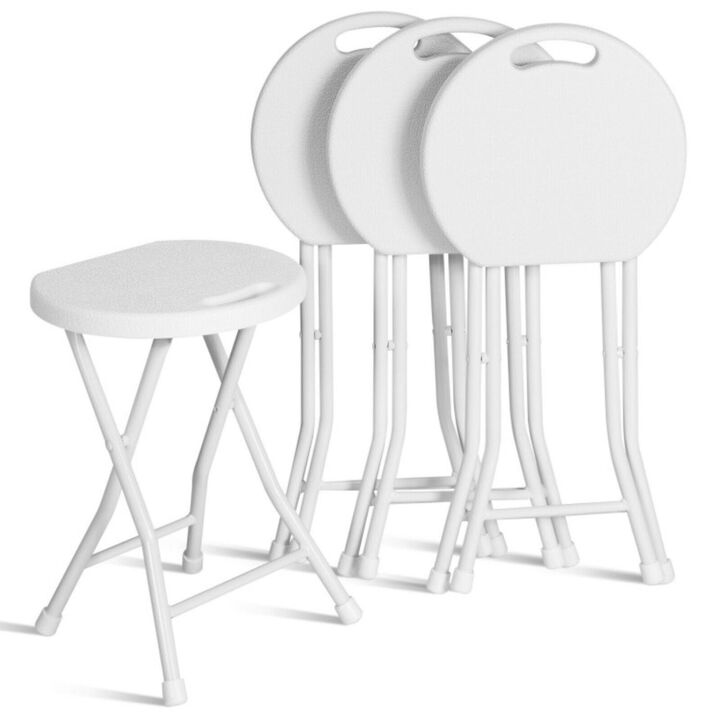 Hivvago Set of 4 18 Inch Collapsible Round Stools with Handle